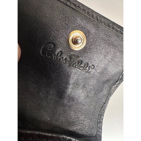 Carlos Falchi Black Croc-Embossed Leather Keychain Wallet With Snap Closure - Picture 4 of 12